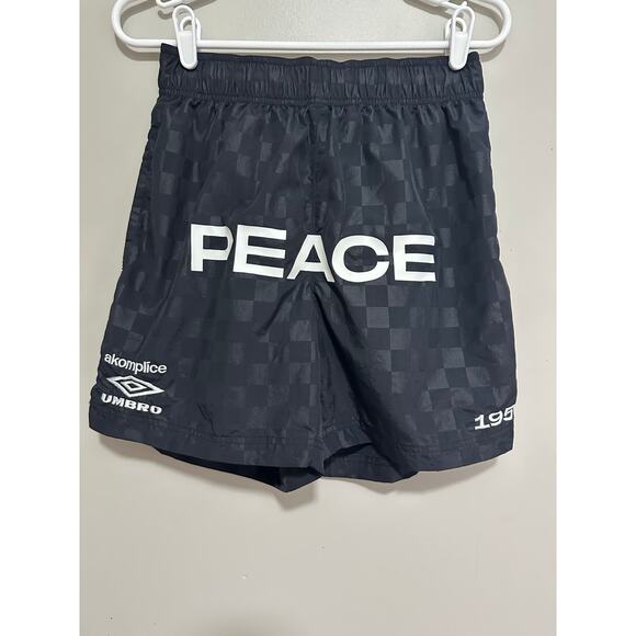 Umbro x Akomplice Peace Embossed Checkerboard shorts Small Black - Picture 1 of 6